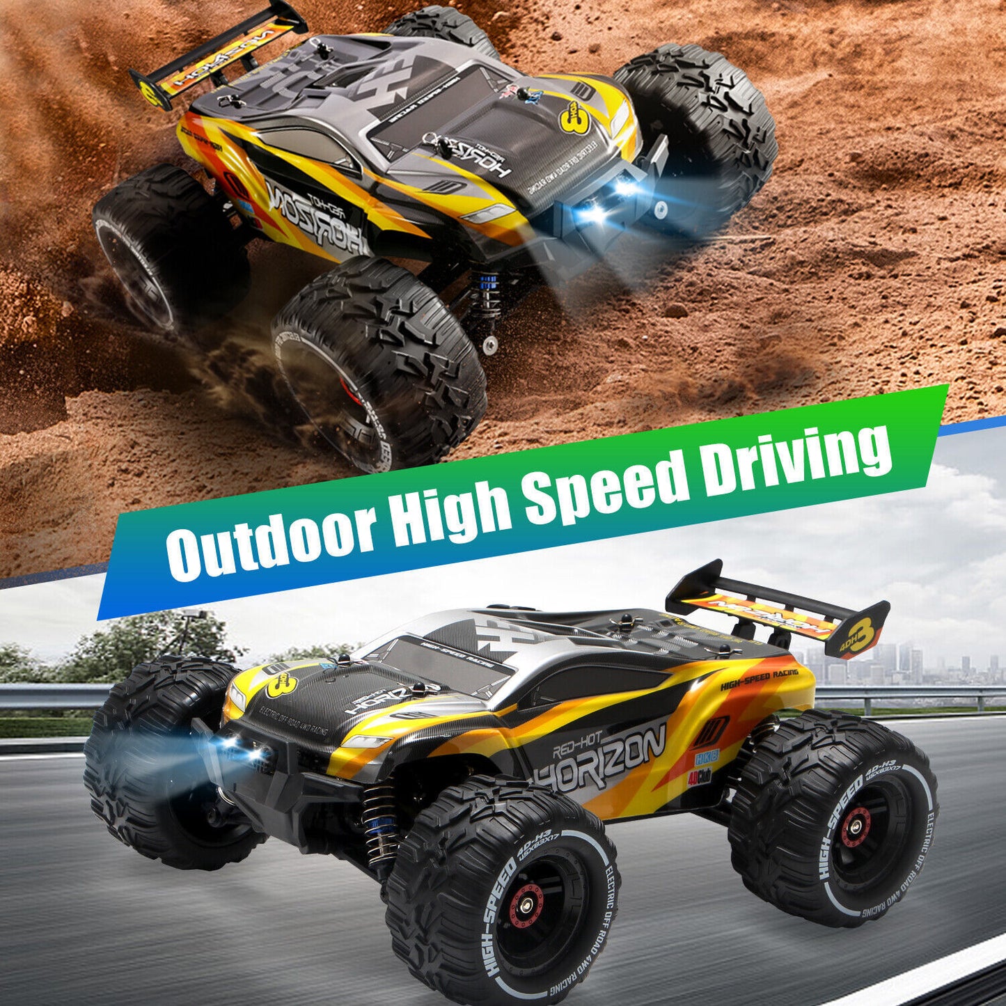 1/12 4WD RC Monster Truck – 50 km/h, 2 Batteries, All-Terrain Off-Road