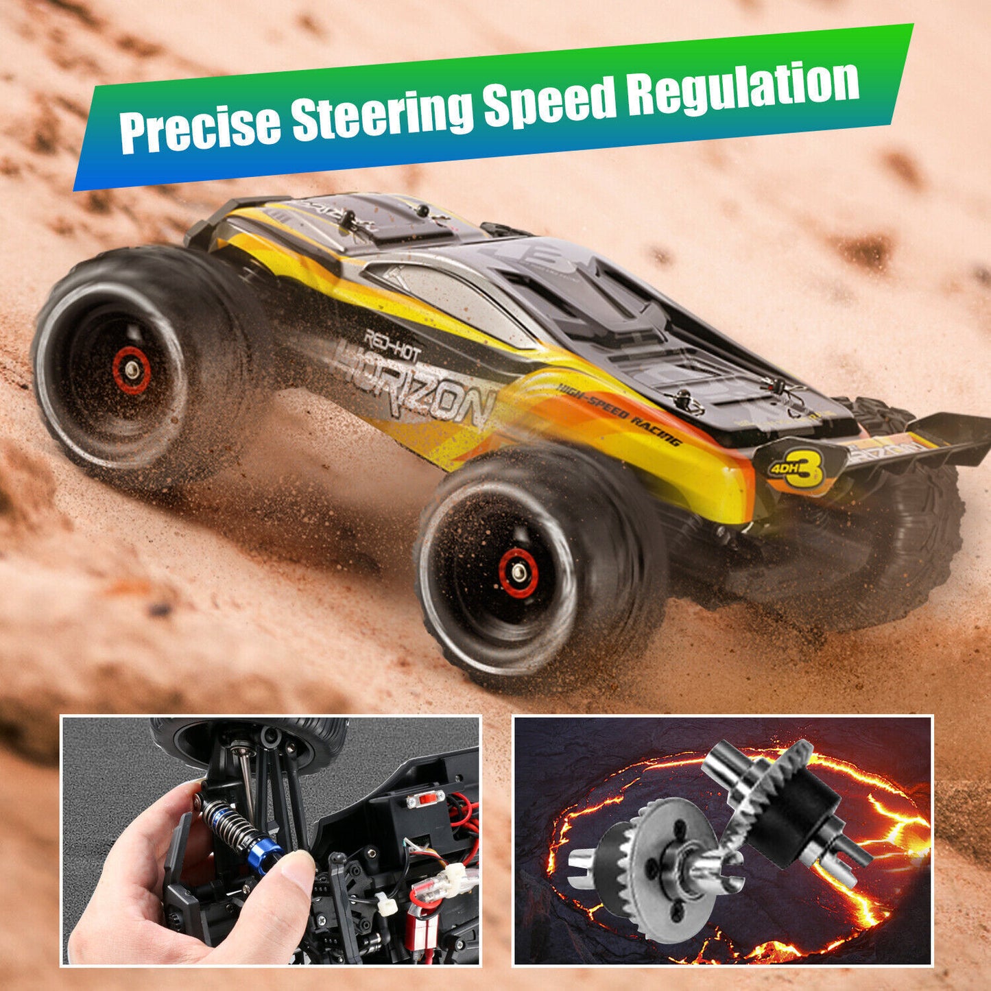 1/12 4WD RC Monster Truck – 50 km/h, 2 Batteries, All-Terrain Off-Road